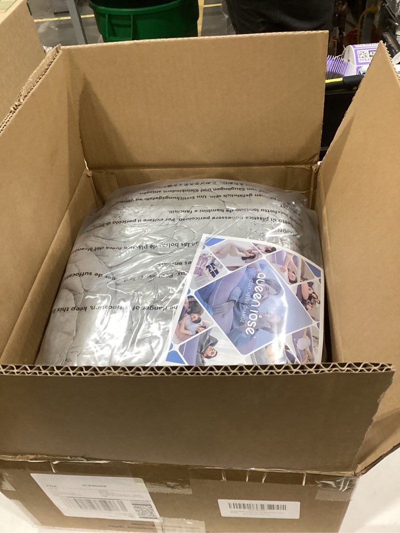 Condition photo showing New/Like New for QUEEN ROSE Pregnancy Pillows, U Shaped Full Body Pillow for Sleeping Support, 55 Inch Maternity Pillow for Pregnant Women with Removable Velvet Cover, Grey Cozy Velvet - Grey 55in