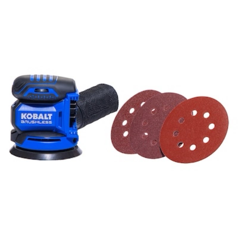 kobalt 24-volt brushless variable speed random orbital cordless sander with dust management