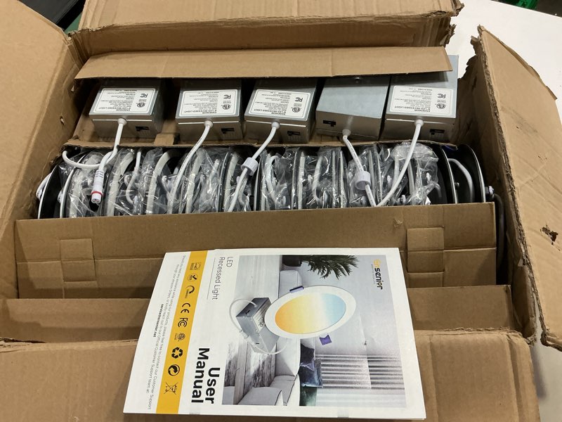 Condition photo showing New/Like New for Ensenior 24 Pack 6 Inch LED Recessed Ceiling Light, Dimmable, 2700K-5000K 5CCT, 1200LM 12W 120V, High Brightness Canless Wafer Downlight - ETL&FCC&IC