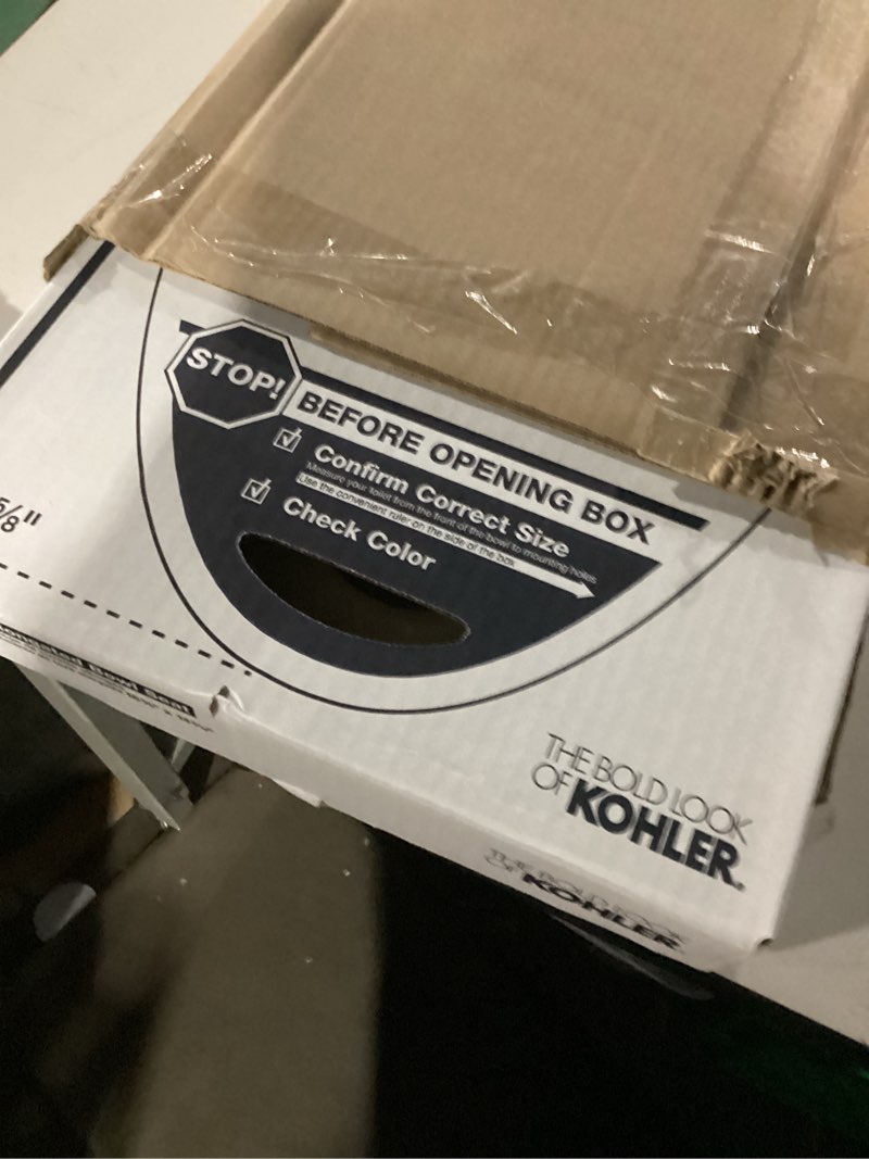 Condition photo showing New/Like New for KOHLER 4636-RL-0 Cachet ReadyLatch Elongated Toilet Seat Slow Close, Soft Close Toilet Seat Quiet Lid, Contoured Grip-Tight Bumpers Installation Hardware, Apartment Essentials, White White Elongated Ready Latch