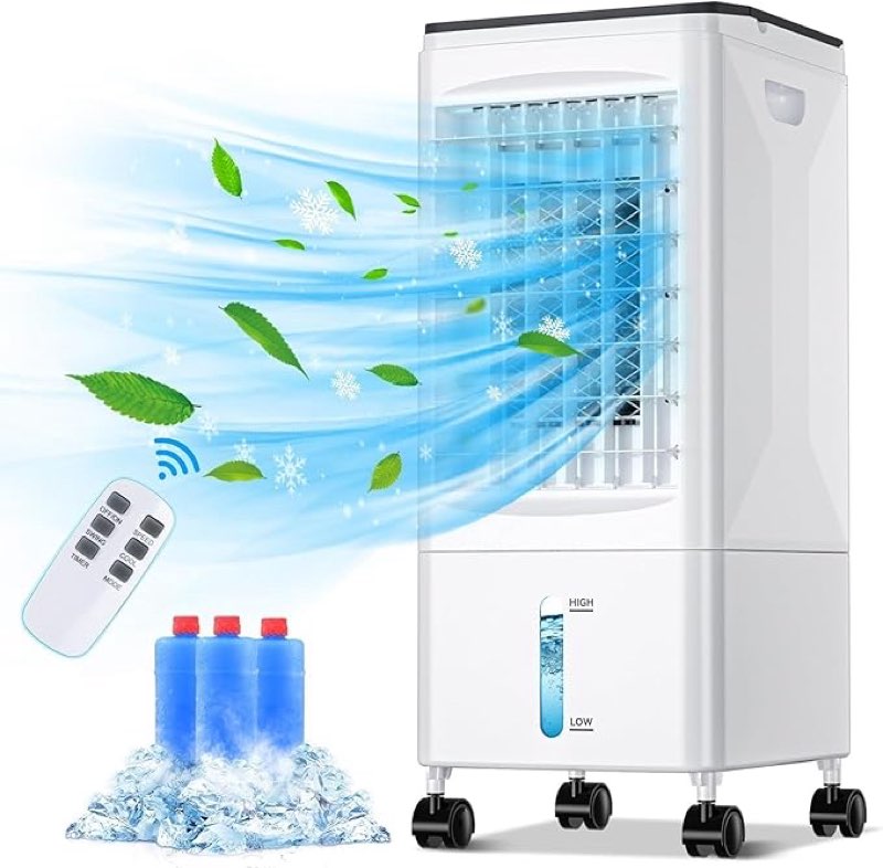 SUPALAK Portable Air Conditioners, 3-in-1 Evaporative Air Cooler, Portable AC with 3 Speeds & 7H Timer, 60° Oscillation, Fast Cooling Room Portable Air Conditioner for Kitchen Home Office Garage