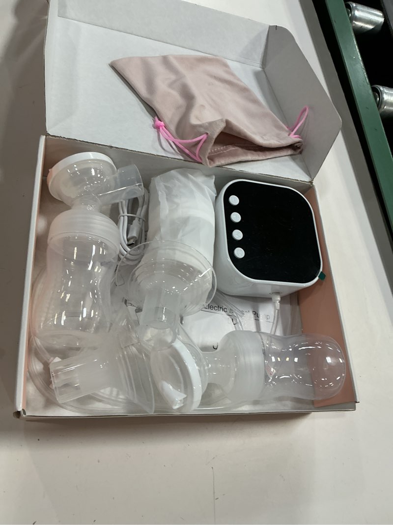 Condition photo showing As Is for lulia double electric breast pump, breastfeeding pump 4 modes & 9 levels, low noise, anti-backflow & led display, bpa free, portable breast pumps with 24mm flange white