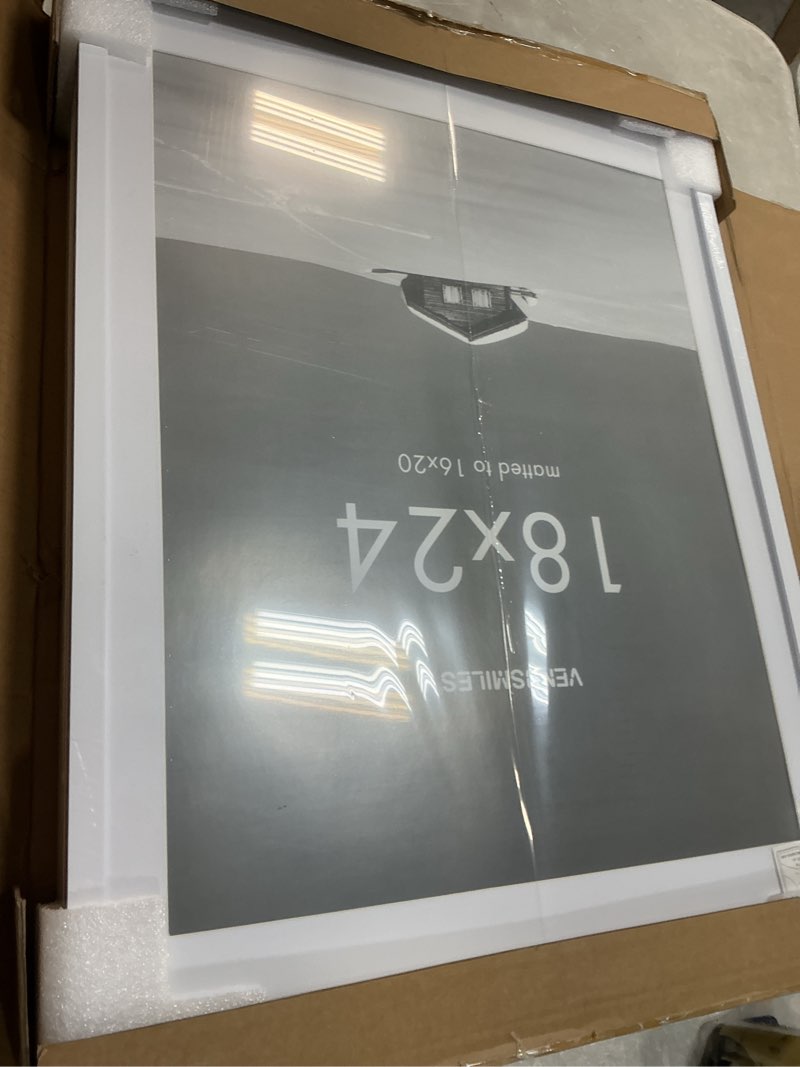 Condition photo showing Good Condition for 18x24 inch Picture Frame, 18x24 Photo Frames with 16x20 Removable Mat - High Definition Plexiglass - Vertical and Horizontal Display - Wall Hanging Poster Frame - White, 5 Pack 18x24, 5P White
