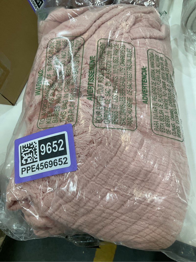 Condition photo showing New/Like New for Sticky Toffee Muslin Throw Blanket 60x50 in – Gray Lightweight 100% Cotton Blanket for Couch or Bed, Soft and Breathable, Boho Farmhouse Style Muslin Gray