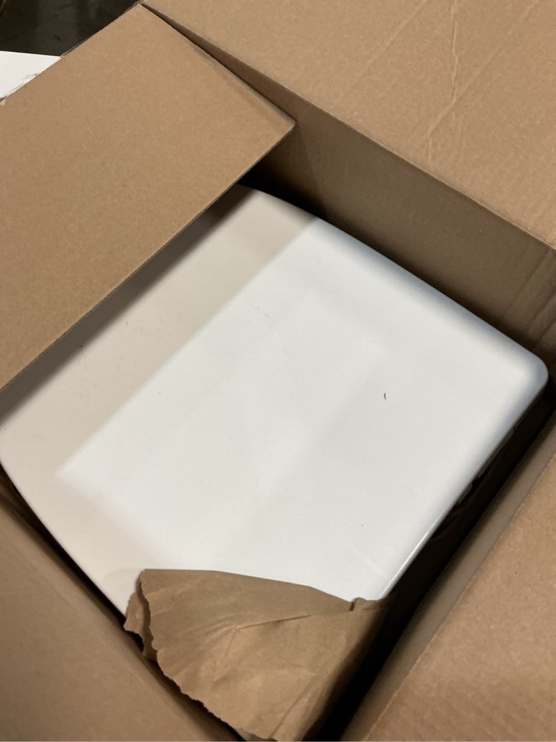 Condition photo showing As Is for u/d-shape toilet seat replacement, soft close quiet no slam, pp plastic heavy-duty anti-yellow, quick release easy install, fits 16.5”lx13.2“w medium round & elongated toilets – mins027
