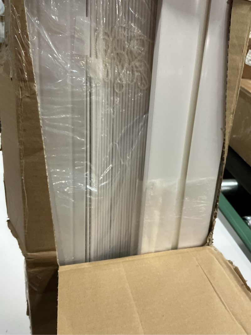 Condition photo showing Good Condition for US Window And Floor 2" Faux Wood 26.5" W x 72" H, Inside Mount Cordless Window Blinds, 26.5 x 72, Smooth White,CLF0102640720 26.5"W x 72"H Smooth White