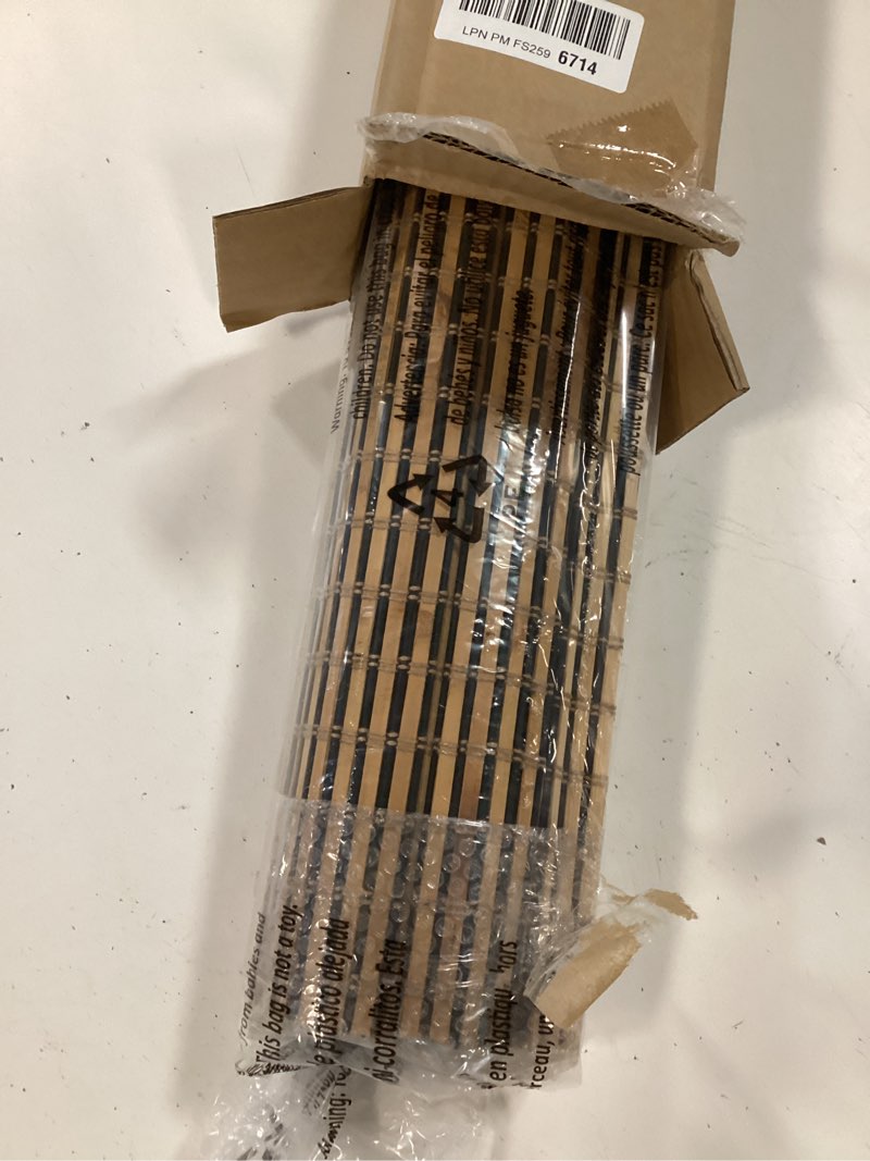 Condition photo showing Good Condition for lazblinds cordless bamboo roman shades for windows, light filtering natural bamboo blinds, easy lift cordless design for living room & bedroom, fits interior windows 22.5" w x 48" h, tatami tatami 22.5" w x 48" h
