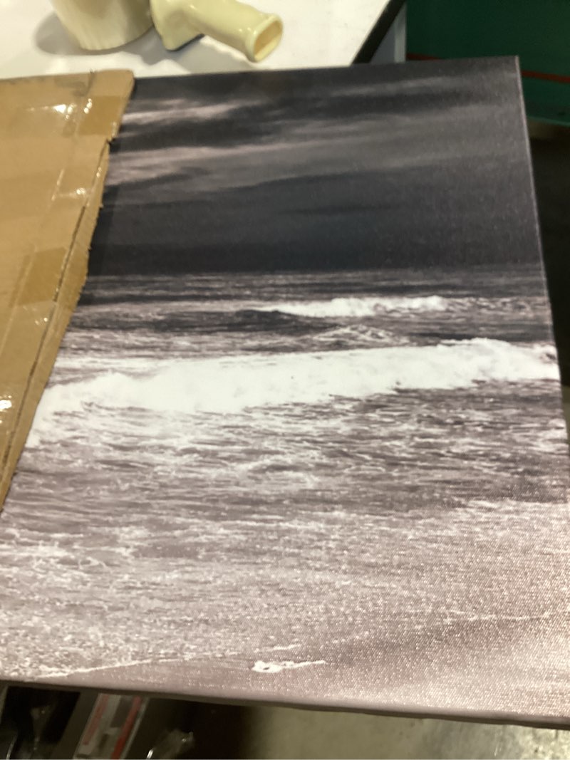 Condition photo showing Good Condition for large black white ocean sea waves bathroom poster print wall art canvas print framed picture painting artwork for office hallway home decor-20" x 40" 40"l x 20"w black white ocean