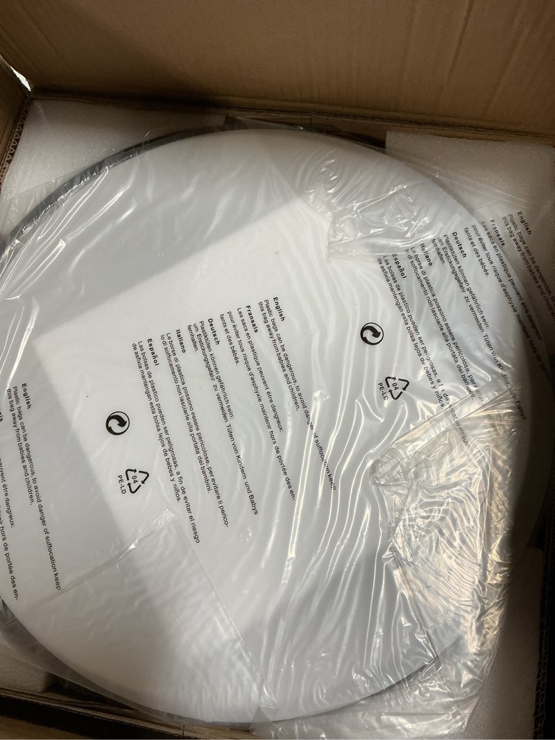 Condition photo showing New/Like New for 18 Inch Modern Flush Mount Ceiling Light, 4-Lights Black Round Light Fixture, Minimalistic Ceiling Lamp Fixture for Bedroom Laundry Room Bathroom Living Room Black 18"