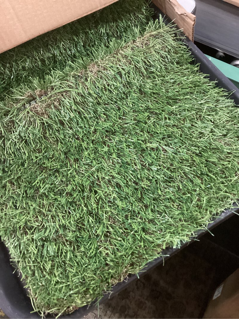 Condition photo showing Good Condition for ottomanson artificial grass puppy potty training pad with tray, 15" x 30" reusable pee pad for small pets and dogs black tray/grass 1'3" x 2'6" (pet)