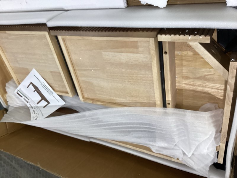 Condition photo showing New/Like New for 47.2'' Solid Wood Desk with 2 Drawers, Mid Century Modern Home Writing Office Wooden Desk ,Vintage Computer Table with Storage for Living Room, Bedroom, Fluted Design Brown (Walnut, 47.2 Inch) Walnut 47.2 Inch