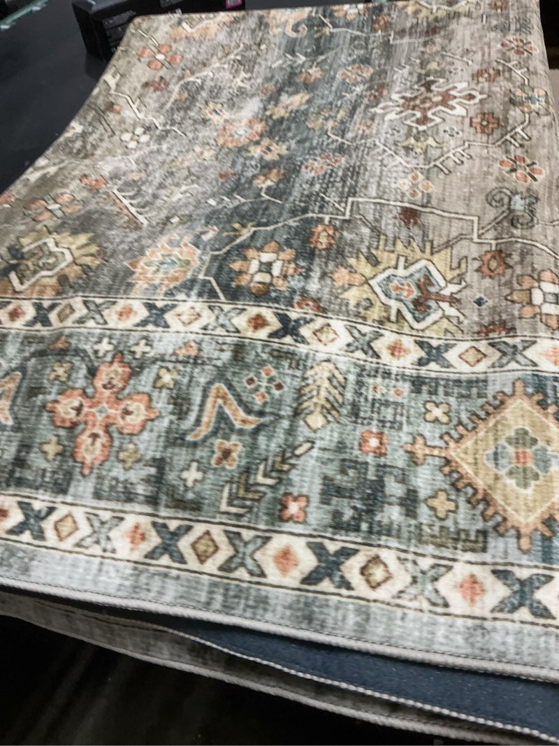 Condition photo showing Good Condition for area rugs, 2x3 radstock rustic denim area rug, blue grey carpet for living room, bedroom or kitchen (2' x 3')