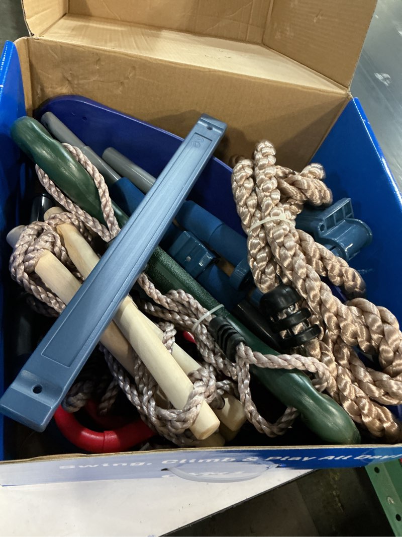 Condition photo showing Good Condition for Gym1 6-Piece Doorway Gym Indoor Playground - 6-Piece, Blue - Indoor Playset with Sensory Swing, Pull-Up Bar & Rings, Trapeze, Ladder & Knotted Rope 6 Piece