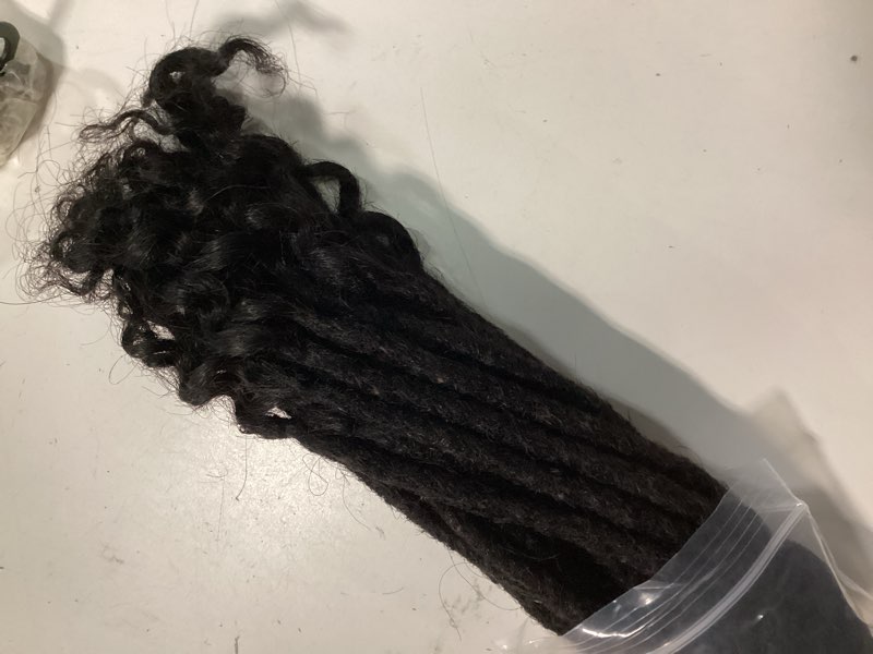 Condition photo showing Good Condition for 8 inch loc extensions human hair with curly ends 100% real human hair 0.4cm width 30 strands per pack full handmade dreadlock extensions can be dyed and bleached 8 inch 1b