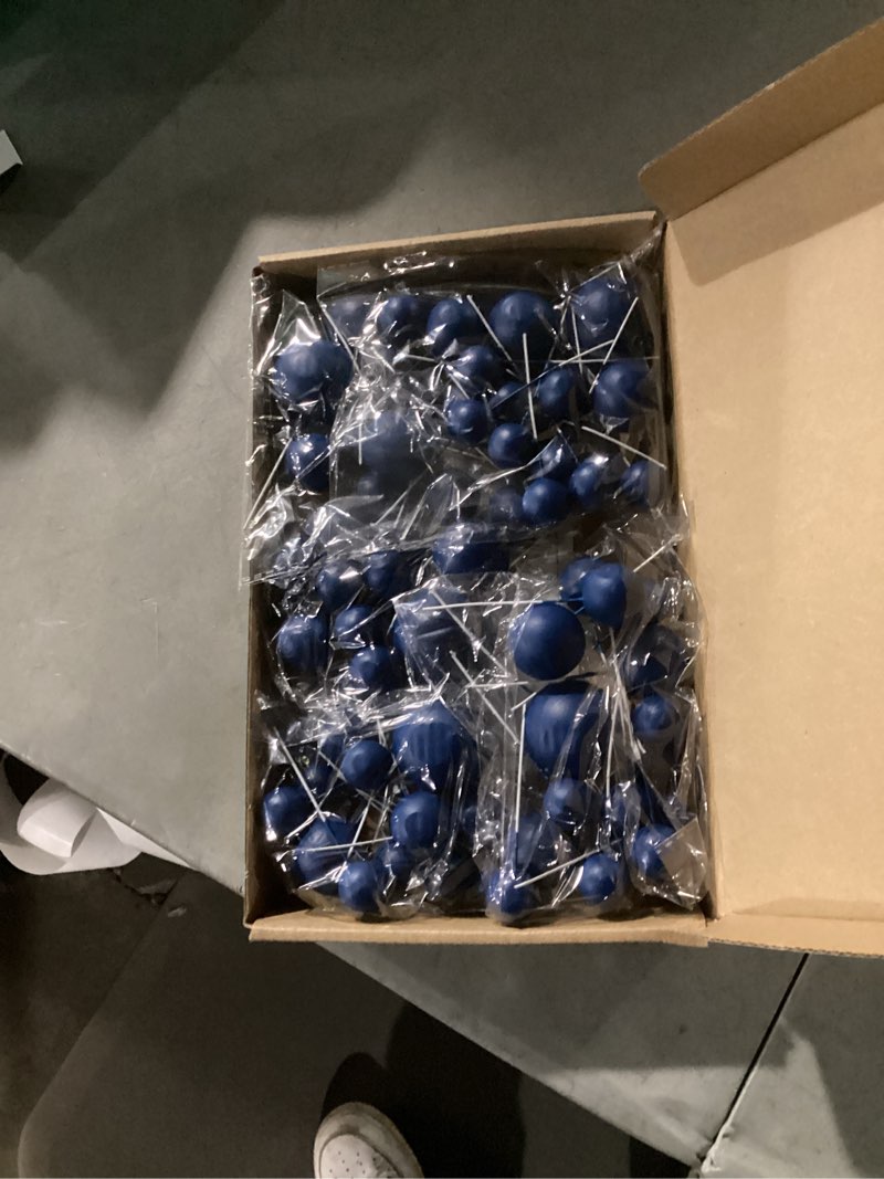 Condition photo showing New/Like New for NACHLYNN 80 Pcs Cake Balls Decorations Mini Balloon Cake Topper Balls Foam Cupcake Toppers Balls for Cake Decorating Birthday Parties Weddings Anniversary (Navy blue)