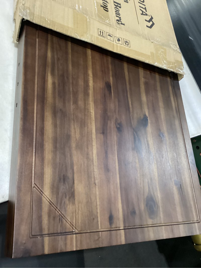 Condition photo showing As Is for acacia stove top covers for electric stove 30”x22” (outer) / 28.9”x20.8” (inner) - noodle board stove cover - wooden stove top covers for gas burners - oven cover home decorative tray (walnut color)