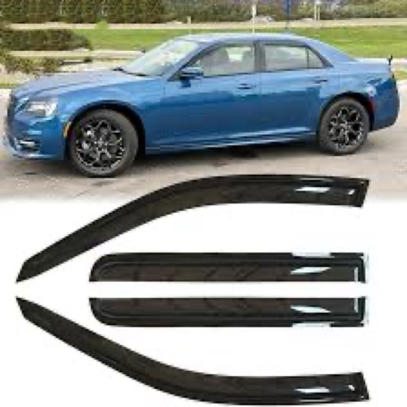 4pcs Original Shatterproof Rainproof Side Window Wind Deflectors for 2011-2023 Chrysler 300,Tape On 