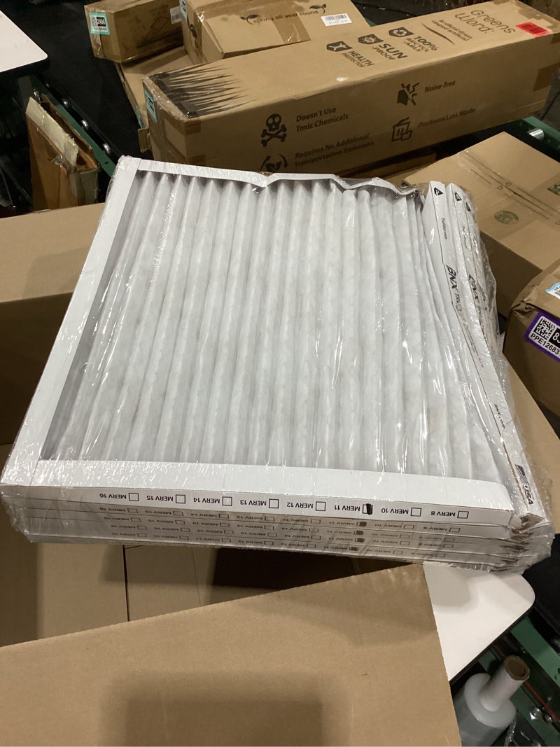 Condition photo showing As Is for bnx trufilter 20x20x1 air filter merv 11 (6-pack) - made in usa - allergen defense electrostatic pleated air conditioner hvac ac furnace filters for allergies, dust, pet, smoke, allergy mpr 1200 fpr 7 20x20x1 6-pack