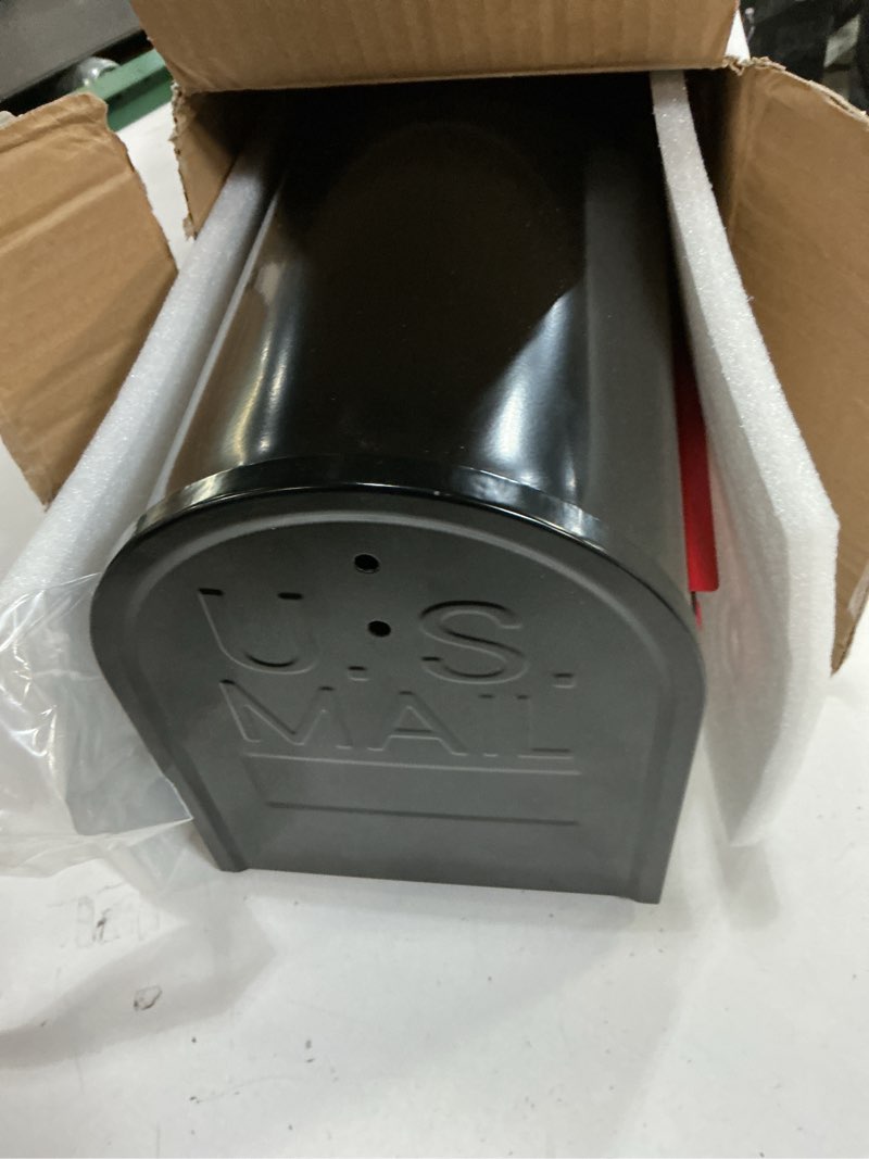 Condition photo showing Good Condition for black metal mailboxes for outside post mount, standard mail box, galvanized steel heavy duty mailbox, medium capacity, 19 x 8.7 x 6.7 inches