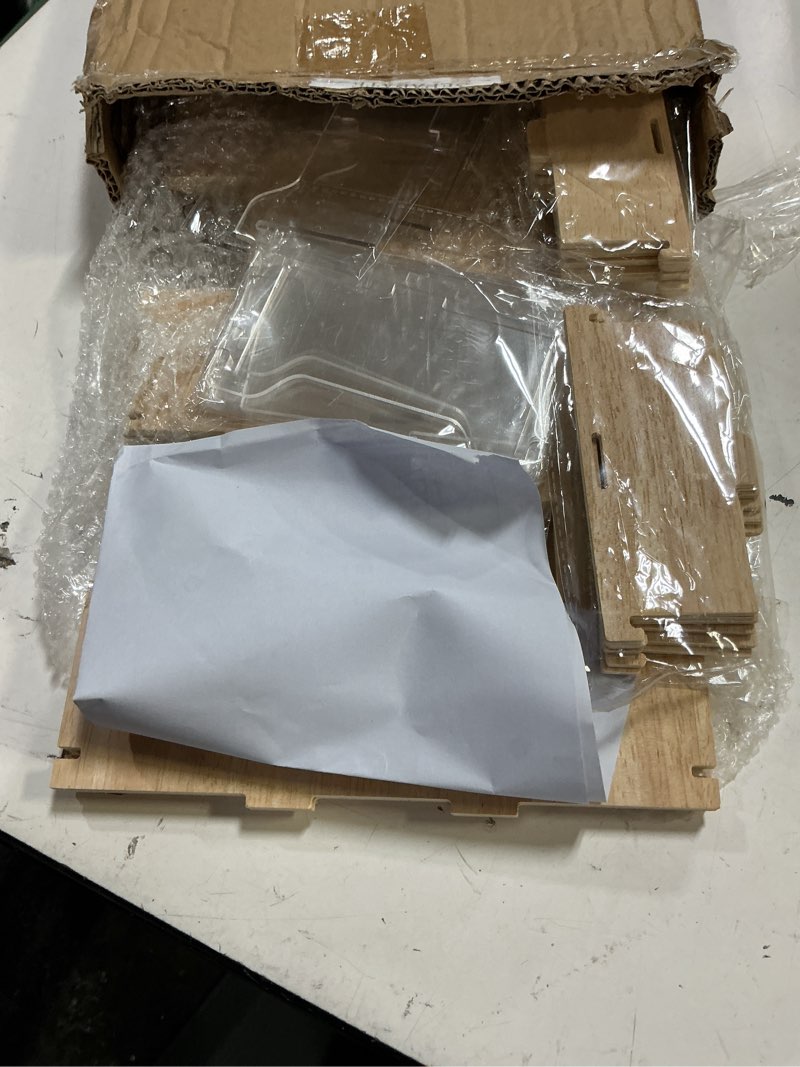 Condition photo showing Good Condition for spiareal rotating display stand 3 tier rotating sticker display stand wooden greeting card stand multi pocket photo holders stand for retail craft showcase(wood)