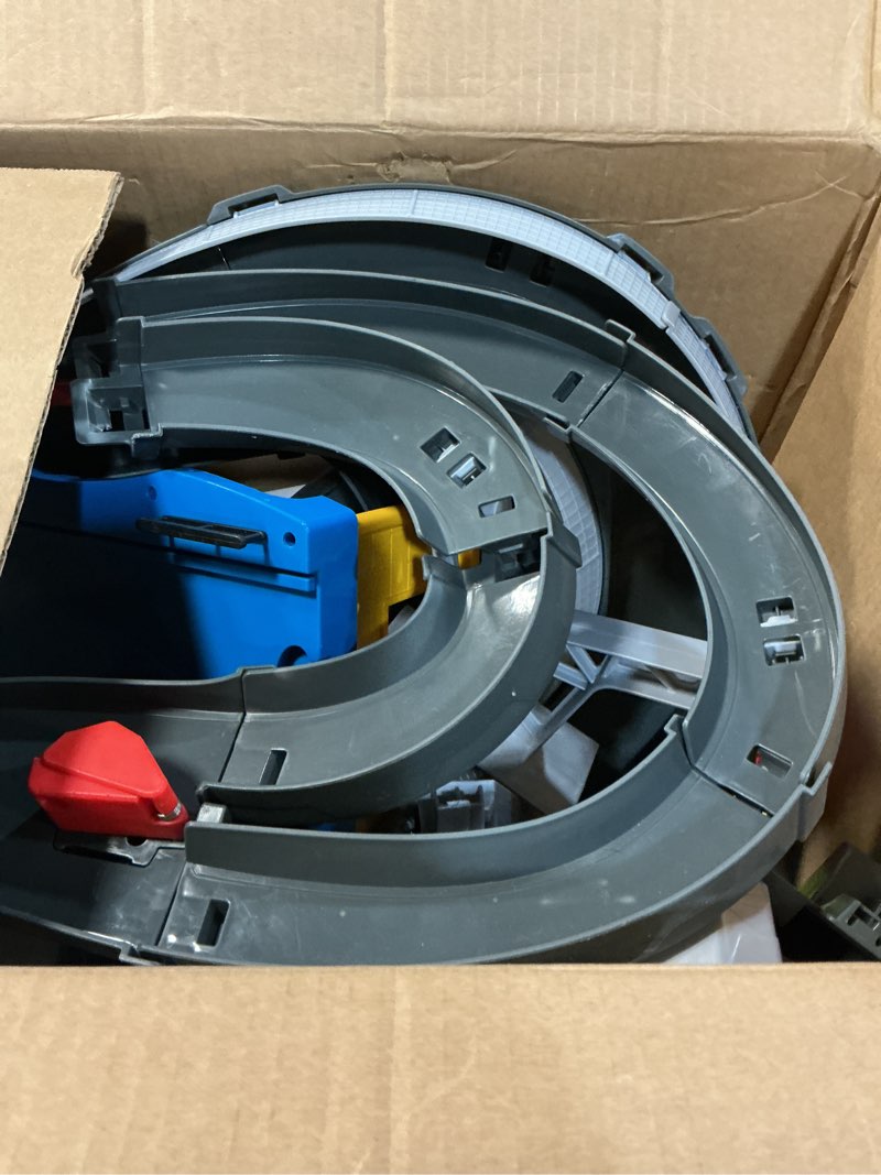 Condition photo showing As Is for Hot Wheels Toy Car Track Set, Formula 1 Grand Prix Circuit Track Set with 3 1:64 Scale Die-Cast Toy Cars, Two Modes of Racing with a Motorized Booster