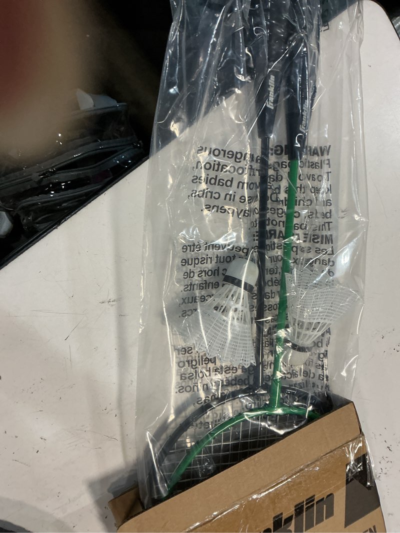 Condition photo showing New/Like New for franklin sports badminton racket + birdie set - replacement badminton equipment for kids + adults - 2 player - 4 player badminton racket sets badminton racket set - 2 player glow in the dark glow in the dark