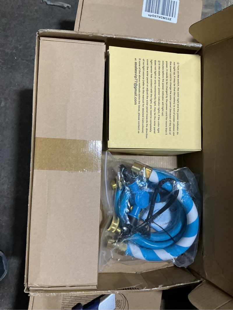 Condition photo showing As Is for Lyromix Trampoline Accessories Kit, Trampoline Sprinkler, 50FT Solar Trampoline Lights and Trampoline Stakes, Non-Damaging to Net, Features 8 Light Modes, Compatible with 8 10 12 14 15 16FT Trampoline