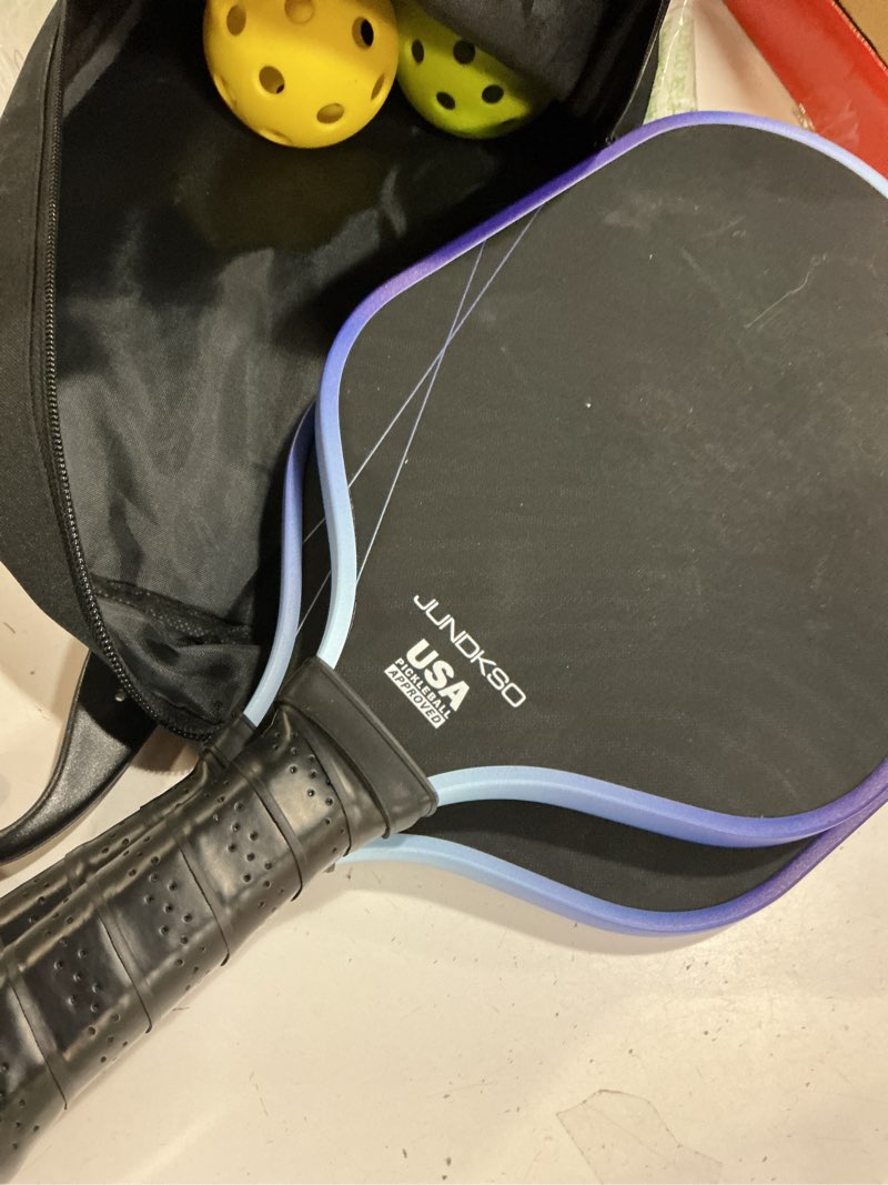 Condition photo showing Good Condition for pickleball paddles set of 2 - graphite carbon fiber pickle ball paddle composite -usapa approved pro pickle racket -14mm lightweight pp honeycomb core -men's and women's outdoor game gift set/blue