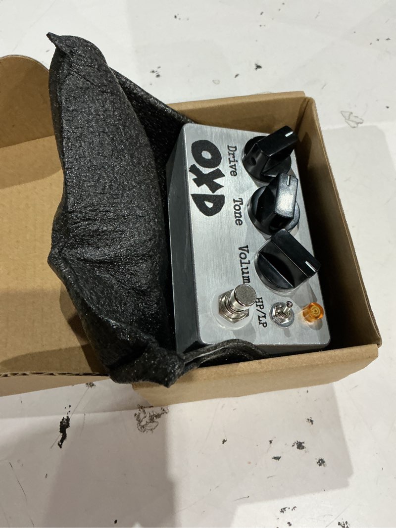 Condition photo showing As Is for hand-made overdrive pedal, overdrive guitar pedal with two effects, bright and flat, true bypass, dc 9v, pedal for electric guitar