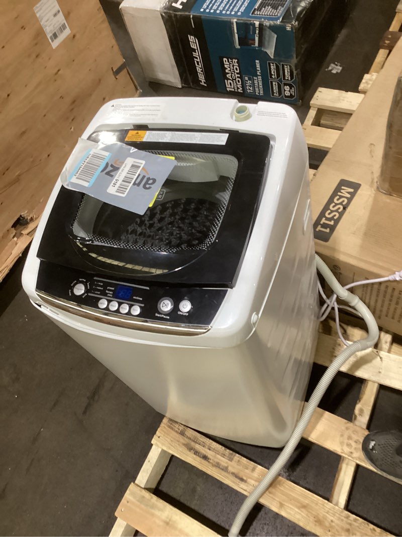 Condition photo showing As Is for BLACK+DECKER 0.9 Cu. Ft. Portable Washer, 6.6 lb. Capacity Washing Machine for Homes & Apartments, 5 Wash Cycles, Quick Connect Sink Adapter and Drain Hose Included, Transparent Lid, BPWM09W, White