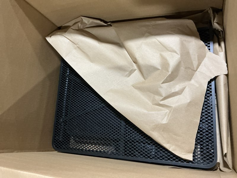 Condition photo showing As Is for Folding Table with 2 Wing Panels, 3x2 FT Camping Table with Mesh Desktop,Height Adjustable Folding Grill Table with Mesh Bag,Portable Outdoor Table for Picnic,Camping,BBQ,Beach(Black) 3x2FT with 2 panels