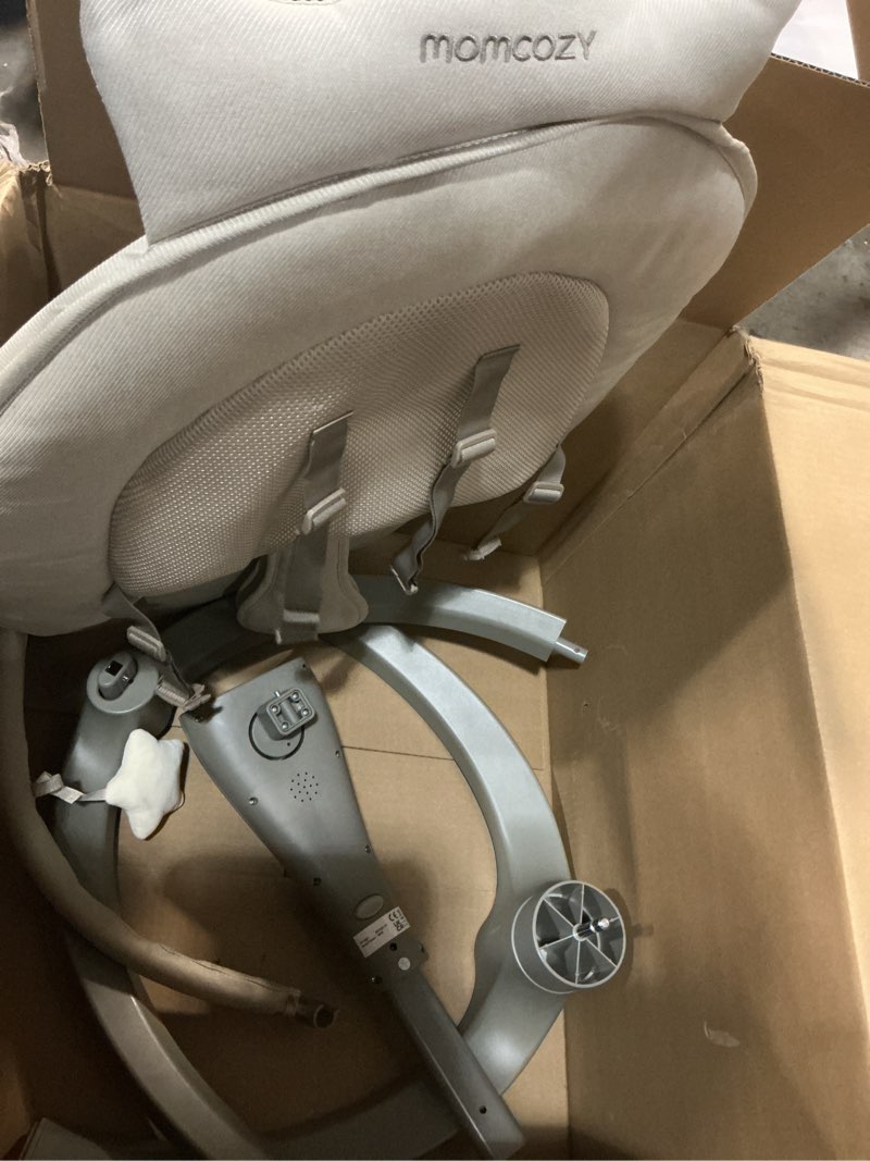 Condition photo showing As Is for Momcozy 2-in-1 Electric Baby Swing, Dual-Arm Support System & Parent-Inspired Motions, Convertible to Toddler Seat up to 66 lbs, Adjustable Height, Lightweight, Khaki