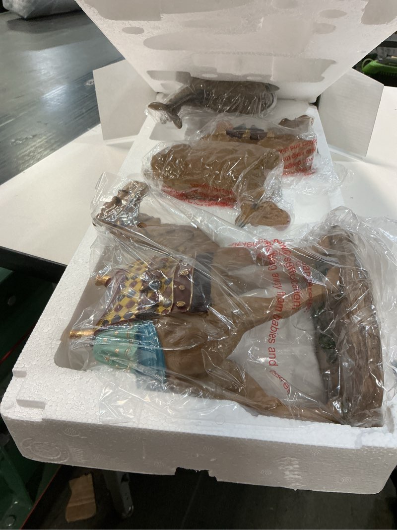 Condition photo showing New/Like New for Three Kings Gifts Camels, Donkey & Ox, Polystone Flat Bottom Base for Stability, Home Decorating Christmas Nativity Scene Sets & Figures, 4-Pieces, for The 14 inch Scale Collection