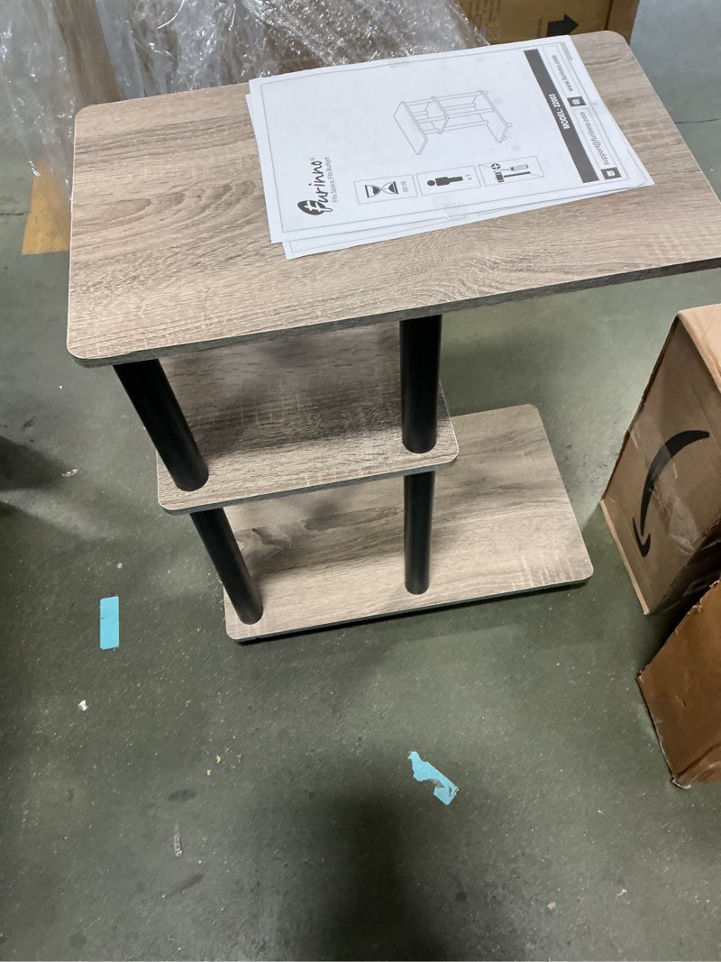 Condition photo showing item condition for Furinno Turn-N-Tube C-Shape Sofa Side Table, French Oak/Black French Oak/Black C-shape Plastic Pole Without Caster