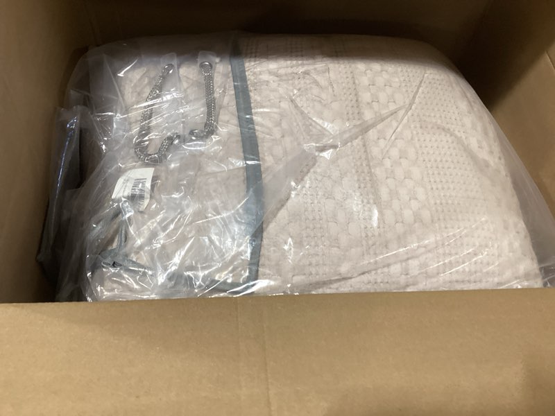 Condition photo showing As Is for Sanracie Cotton Oversized King Bedspread (128"x120"), Oatmeal Colored Waffle Weave Quilted Set Extra Wide Farmhouse Aesthetic Bedding Set 3Pcs Soft Breathable Bedding Coverlet for All Season Oversized King Plus(128*120) Oatmeal a