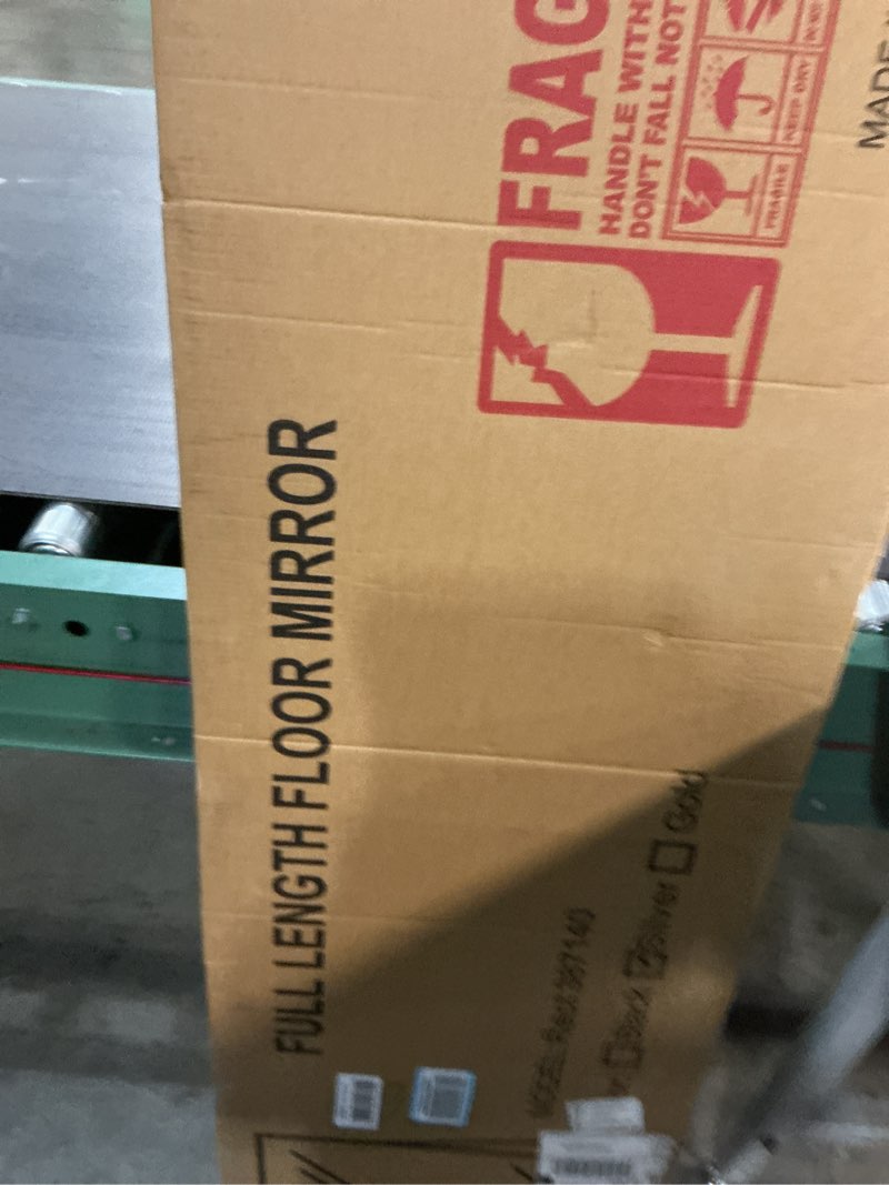 Condition photo showing New/Like New for Delma Full Length Mirror,Large Floor Mirror with Aluminum Frame for Bedroom, Bathroom, Living Room,Wall Mount or Freestanding Design(with Stand,Rect 69x24-Silve) Rect Silve 69"L x 24"W