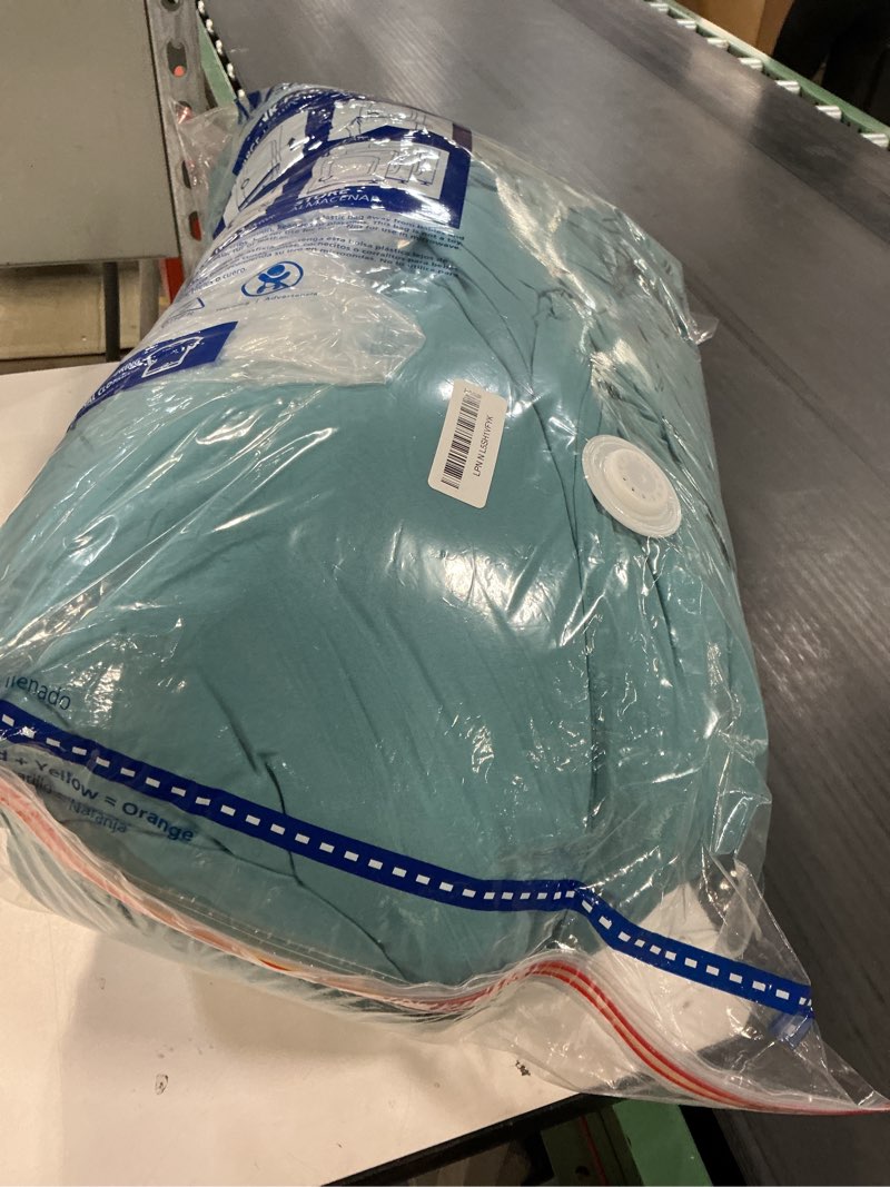 Condition photo showing As Is for Litanika Comforters Grayish Teal Oversized King Size, 3 Pieces Lightweight Solid Bedding Comforter Set, All Season Fluffy Bed Set (120x98In Comforter & 2 Pillowcases)