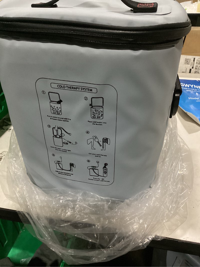 Condition photo showing New/Like New for ice machine for knee after surgery, portable cold therapy machine with programmable timer, knee replacement recovery system for pain relief w/compression pad for shoulder, hip, back and ankle