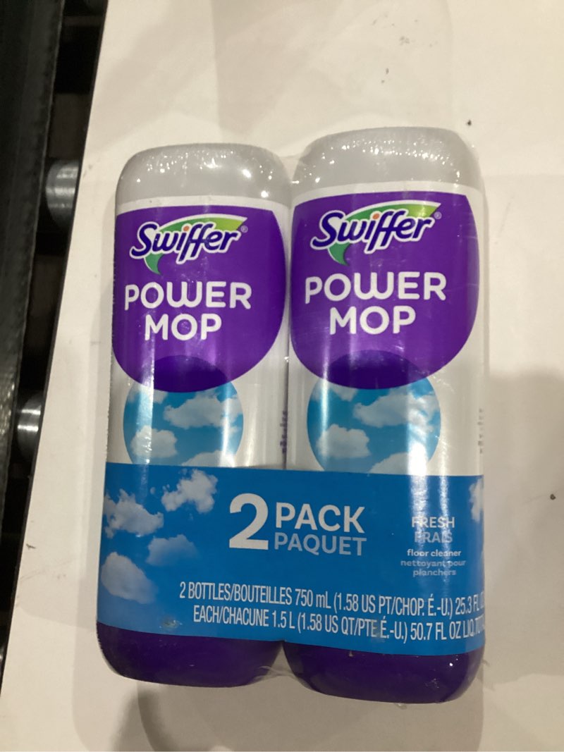 Condition photo showing New/Like New for Swiffer PowerMop Floor Cleaning Solution with Fresh Scent, PowerMop Refills, Floor Cleaner for Mopping, 25.3 fl oz, 2 Pack Fresh 25.35 Fl Oz (Pack of 2)