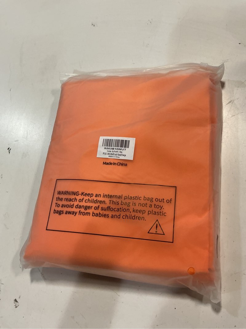 Condition photo showing New/Like New for PureFit Outdoor Curtains for Patio Waterproof Weatherproof, UV Resistant Outside Curtains for Gazebo, Front Porch, Pergola, Sun Blocking Privacy Curtain, 120W x 95L inch, 1 Panel, Orange Orange 120"W x 95"L (Pack of 1)