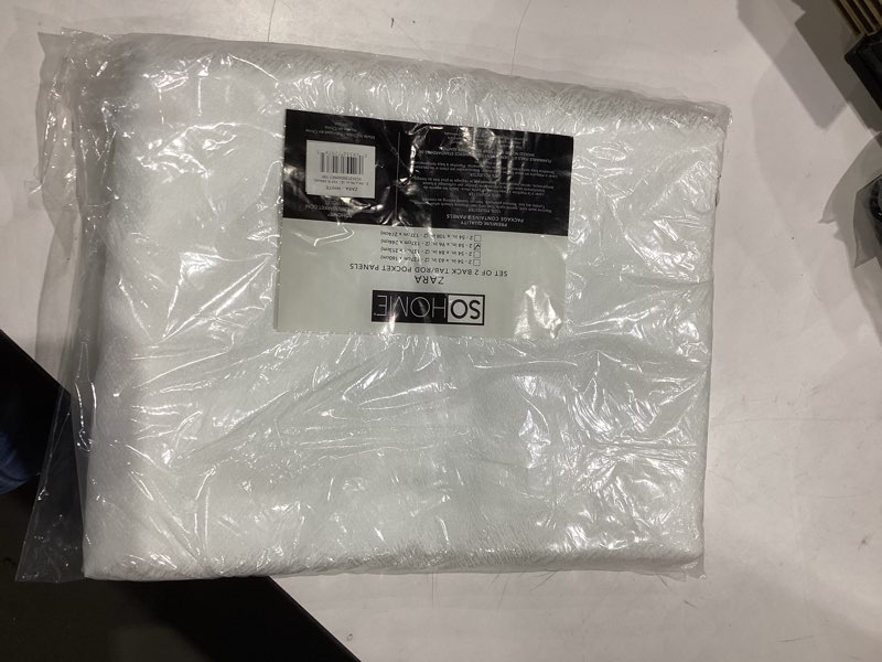 Condition photo showing New/Like New for TOWN & COUNTRY BASICS Sohome Zara Modern Jacquard, Sheer Curtains, Light Filtering, Hidden Tab Top, 2-Pack Set, 54"x96", White White 54"W x 96"L (Pack of 1)