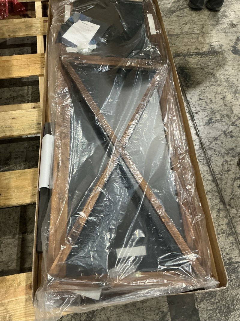 Condition photo showing As Is for farmhouse standing mirror full length, 64"x21" rustic wood frame floor mirror with stand, full body mirror for bedroom living room entryway, hanging or leaning wall-mounted, tempered glass, brown brown 64"l x 21"w