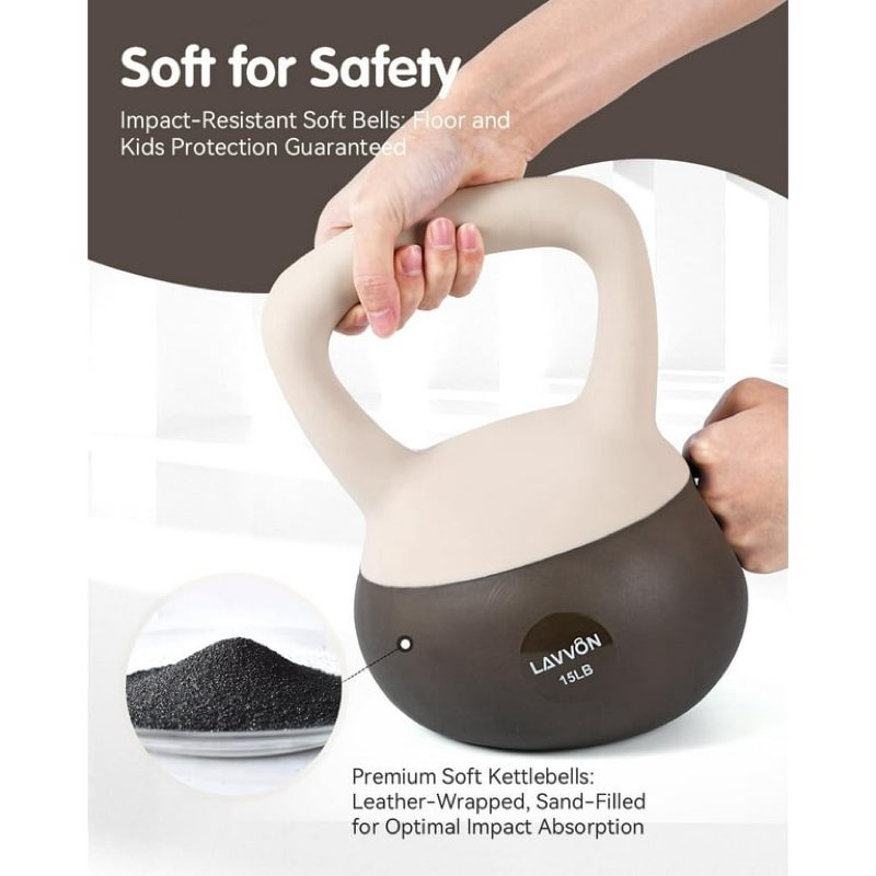 Soft Kettlebell - Cushioned Impact-Resistant Base and Anti-Slip, Kettle bell Anti-Slip Grip Weight for Home Workouts, Safe Strength Training Kettlebells Sets for Women & Men,