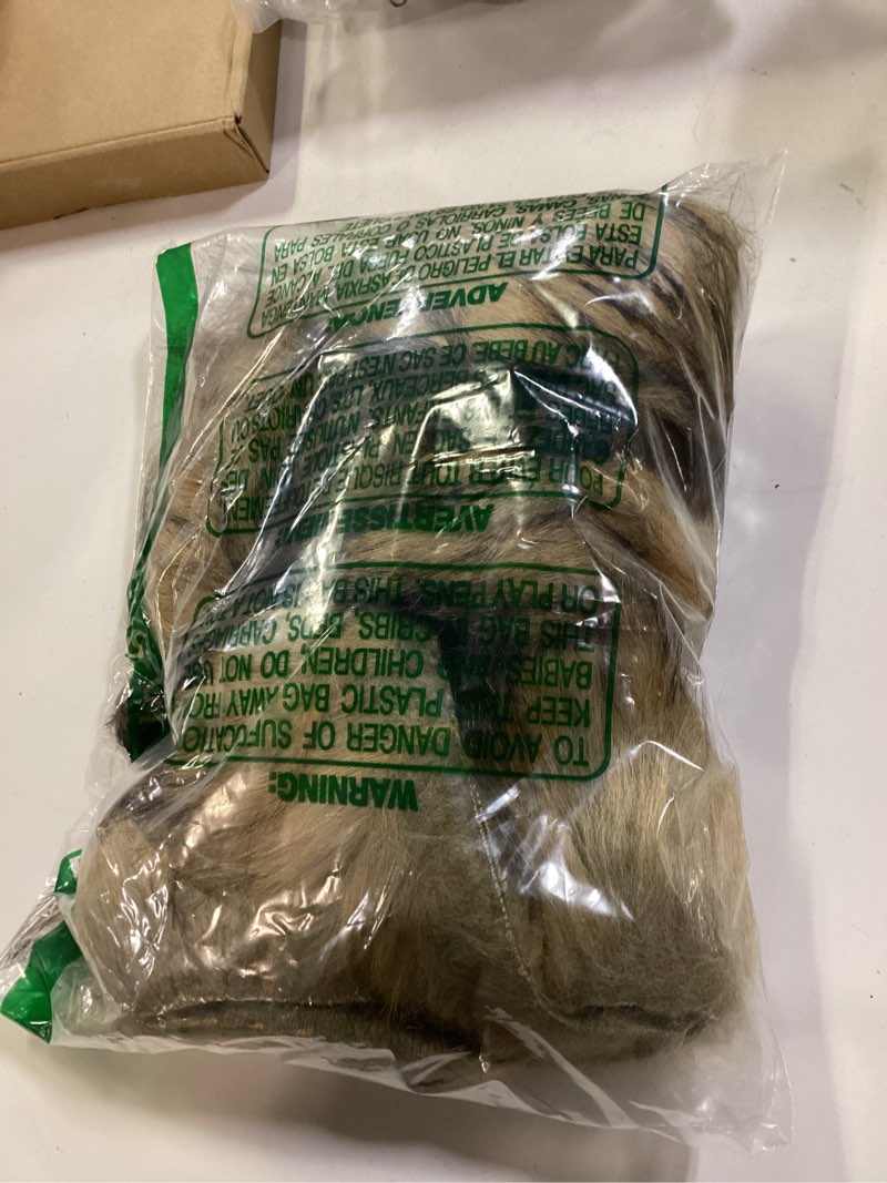 Condition photo showing New/Like New for Tatuo 71 x 3 Inch Natural Brown Faux Fur Trim for Hood Shaggy Fur Fabric Faux DIY Craft Garland Fluffy Strip for Winter Slippers Slides Xmas Gnomes Beard Santa Claus Hair Dwarf Cosplay Costume Natural Brown 71 x 3 Inch