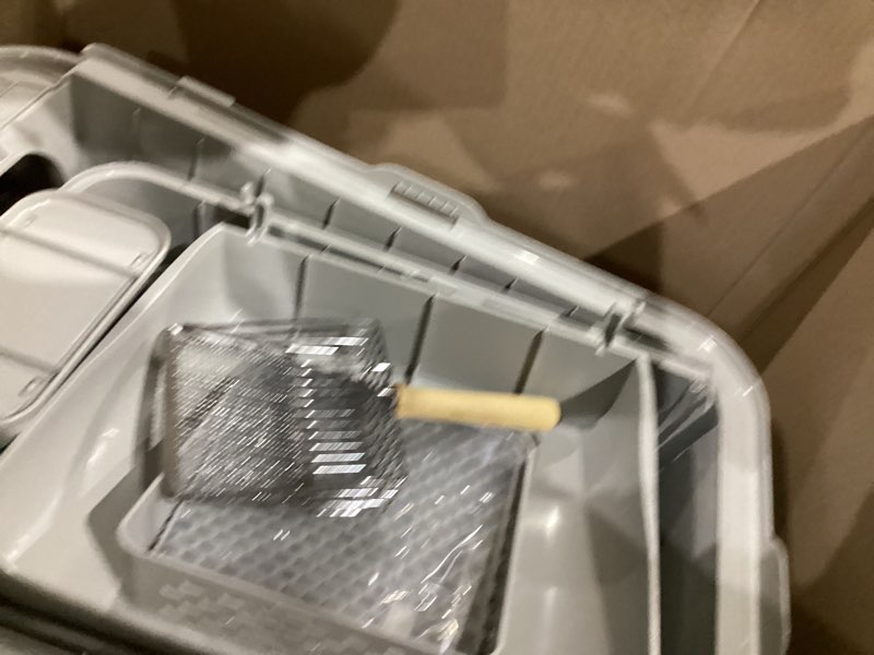 Condition photo showing Good Condition for wooaidagg enclosed stainless steel cat litter box with odor control, modular design with drawer and flip door, easy to clean and wash,non-stick interior,extra large size fits all cats(light grey)
