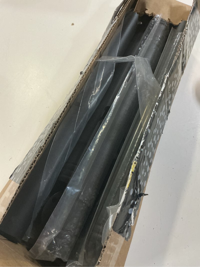 Condition photo showing As Is for closet rod 50-87 inches, adjustable heavy duty metal black closet rods for hanging clothes 1.3 inches diameter for wardrobes laundry 50-87 in black