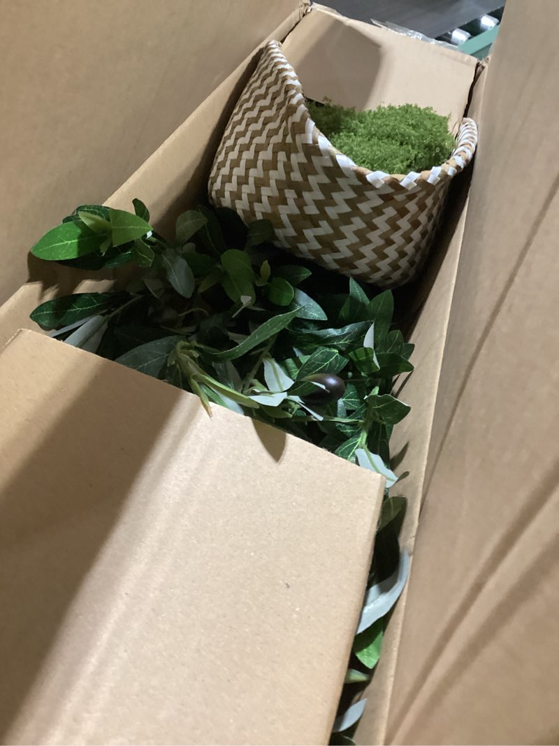 Condition photo showing New/Like New for Artificial Olive Tree, 4ft Tall Fake Olive Leaves Plant with Basket, Indoor Outdoor Faux Olive Topiary Silk Tree for Home Livingroom Office Décor
