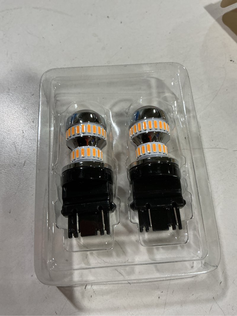 Condition photo showing Good Condition for AUXITO LED Turn Signal Bulb 3157 LED Bulbs Amber Yellow 400% Brighter 3156 3457A 4057 4157 LED Bulb for Front Rear Turn Signal Light Blinker DRL Marker Parking Lights, Pack of 2 Amber Yellow 3157/3156
