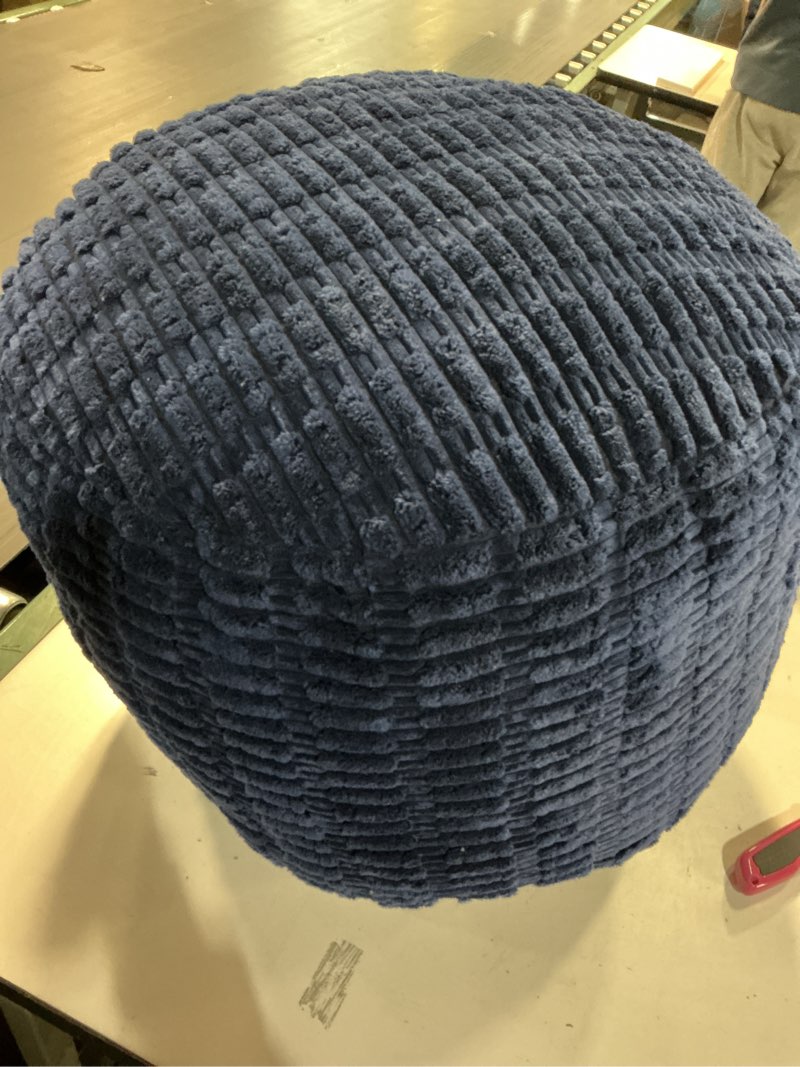 Condition photo showing As Is for HIGOGOGO Pouf Ottoman Stuffed Round Modern Foam Filled Foot Rest Poufs for Living Room Chair Decorative 20 X 15 Inches Boho Relax Stool for Wedding Christmas Party, Navy Blue Navy Blue 20 Inch