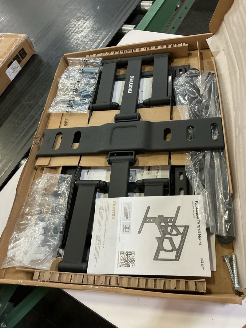 Condition photo showing Good Condition for montek 1.1" ultra slim tv wall mount for 37-75 inch tvs, 132lbs heavy duty, 4x weight tested, full motion articulating bracket, max vesa 400x400mm, fits 16/18" studs 37"-75" low profile